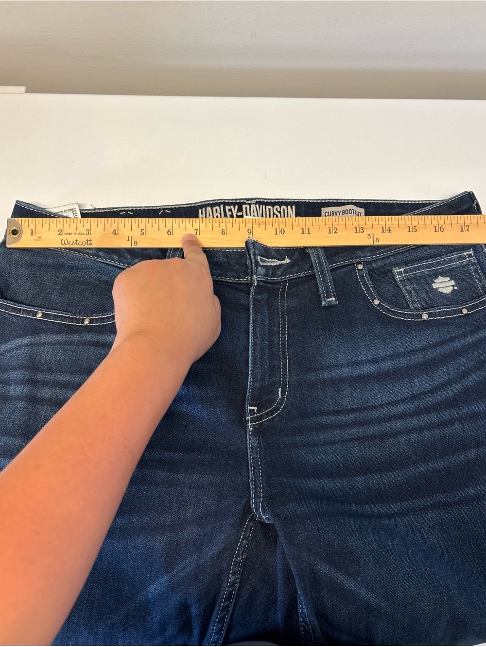 Harley Davidson Curvy Bootcut Stretch Jeans Women’s Size 32 - Picture 9 of 13